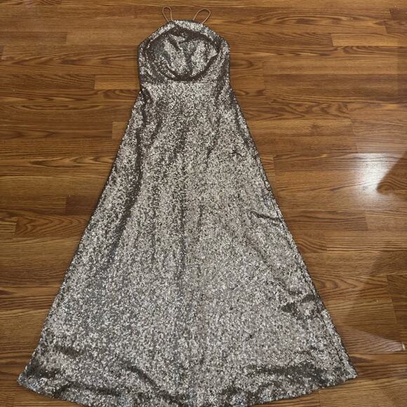 Marchesa Notte prom gold sequin-embellished floor-length gown size 0 - Picture 11 of 15